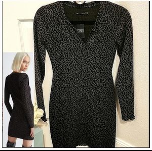NWT Abercrombie & Fitch Black Gray Animal Print Sweater Dress